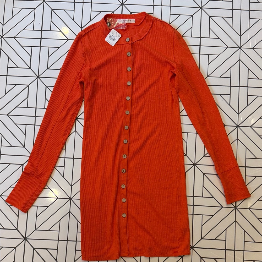 Free People Orange Long Sleeve Dress